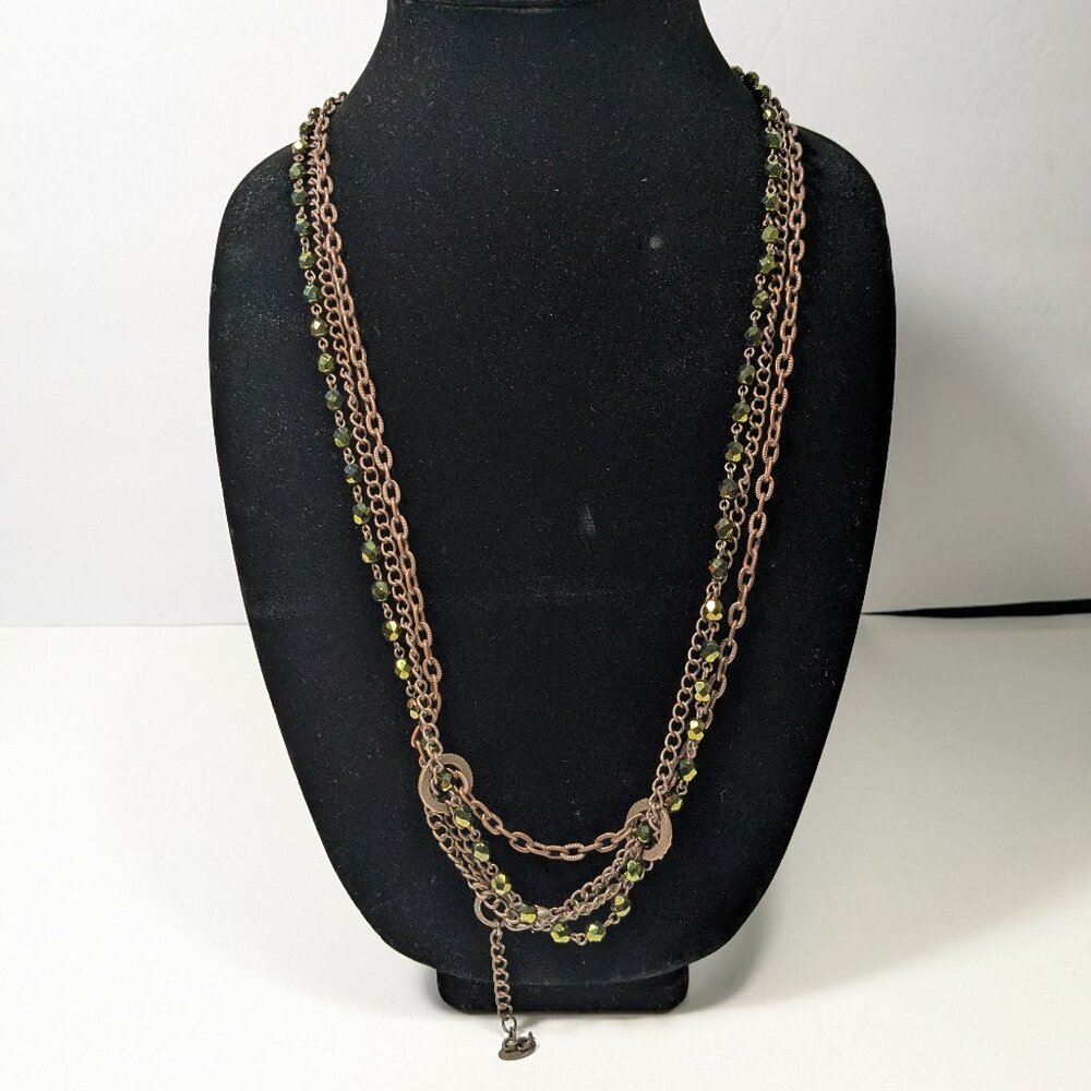 Seasonal Whispers Statement Necklace 3 Strand Faceted Stone Beads Pendant - Picture 4 of 8